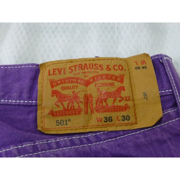 Levis 501 Purple Button Fly Straight-Leg Jeans W36 L30 Vintage Denim Pants *LEGS - Picture 5 of 12